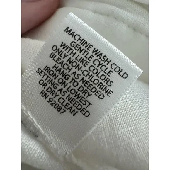 Saks Fifth Avenue Linen Pants Womens M/L White Yoga Elastic Waistband Wide Leg - Picture 8 of 11